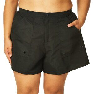 Maxine Of Hollywood SZ 24W Plus-size 3"  Swim Boardshorts Board Shorts, Black
